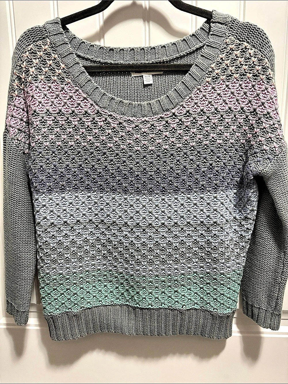American Eagle XS 100% Cotton Textured Knit Sweater Pastel Colorblock